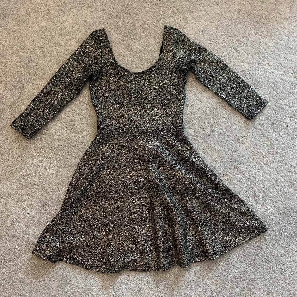 gold and black speckled skater dress